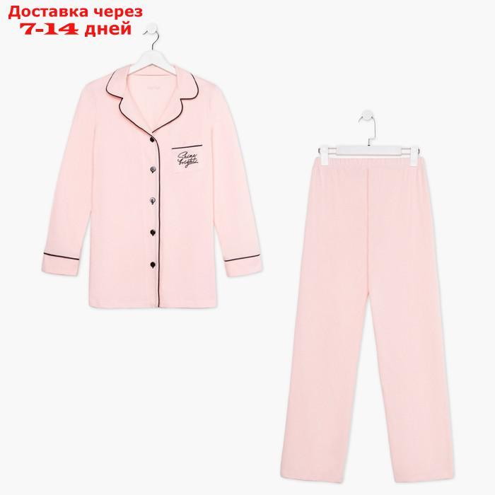 Пижама женская (рубашка и брюки) KAFTAN Shine р. 40-42, розовый - фото 7 - id-p227119170