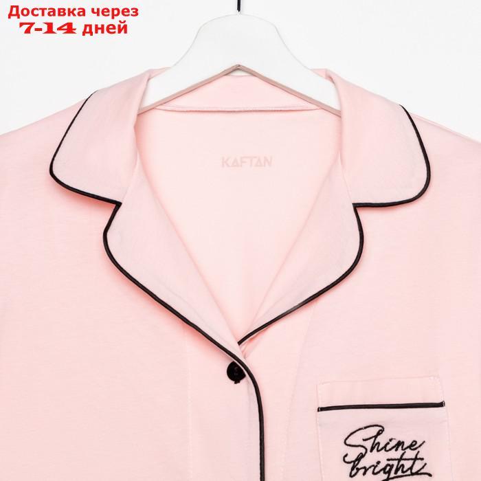 Пижама женская (рубашка и брюки) KAFTAN Shine р. 40-42, розовый - фото 8 - id-p227119170