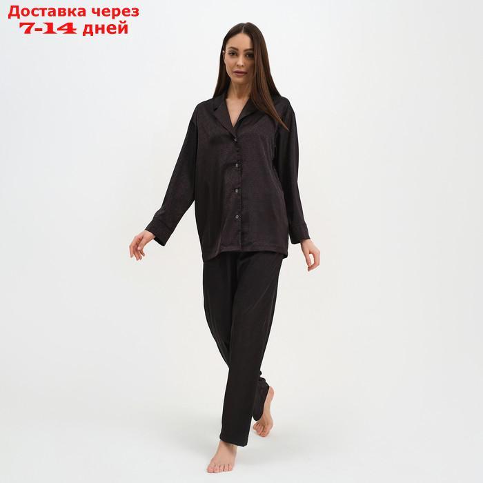Пижама женская (рубашка и брюки) KAFTAN "Треугольники" цвет цвет чёрный, размер 52-54 - фото 1 - id-p227119171