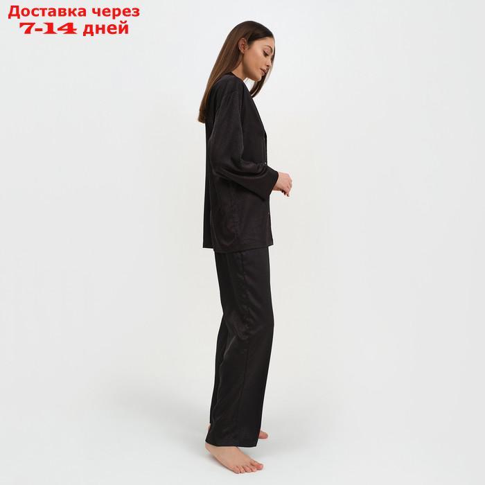 Пижама женская (рубашка и брюки) KAFTAN "Треугольники" цвет цвет чёрный, размер 52-54 - фото 2 - id-p227119171