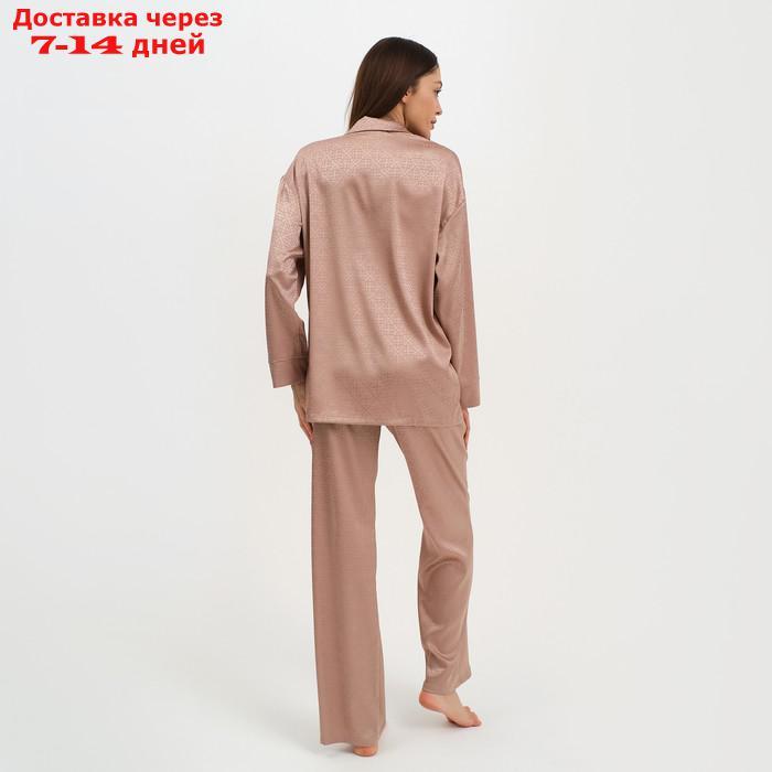 Пижама женская (рубашка и брюки) KAFTAN "Треугольники" цвет бежевый, размер 44-46 - фото 3 - id-p227119172