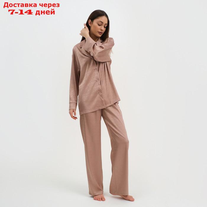 Пижама женская (рубашка и брюки) KAFTAN "Треугольники" цвет бежевый, размер 44-46 - фото 4 - id-p227119172