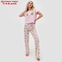 Пижама женская (футболка и брюки) KAFTAN Avocado р. 52-54, розовый