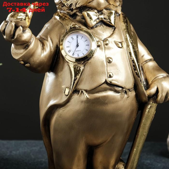 Фигура "Кот во фраке с трубкой" с часами 32х20х14 см, бронза с позолотой - фото 2 - id-p227107379