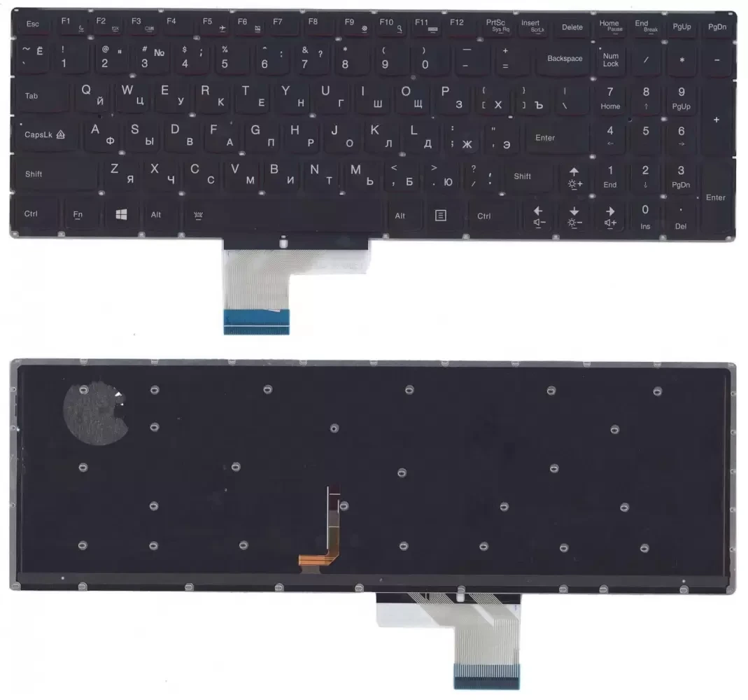 Клавиатура для ноутбука Lenovo Y50-70, черная с подсветкой - фото 1 - id-p227179155