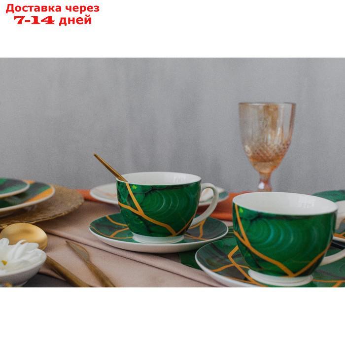 Сервиз чайный Доляна "Малахитовая шкатулка", 12 предметов: 6 чашек 250 мл, 6 блюдец d=15 см - фото 10 - id-p227116841