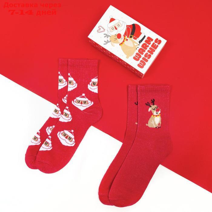Набор женских новогодних носков KAFTAN "Санта" р. 36-39 (23-25 см), 2 пары - фото 2 - id-p227105130
