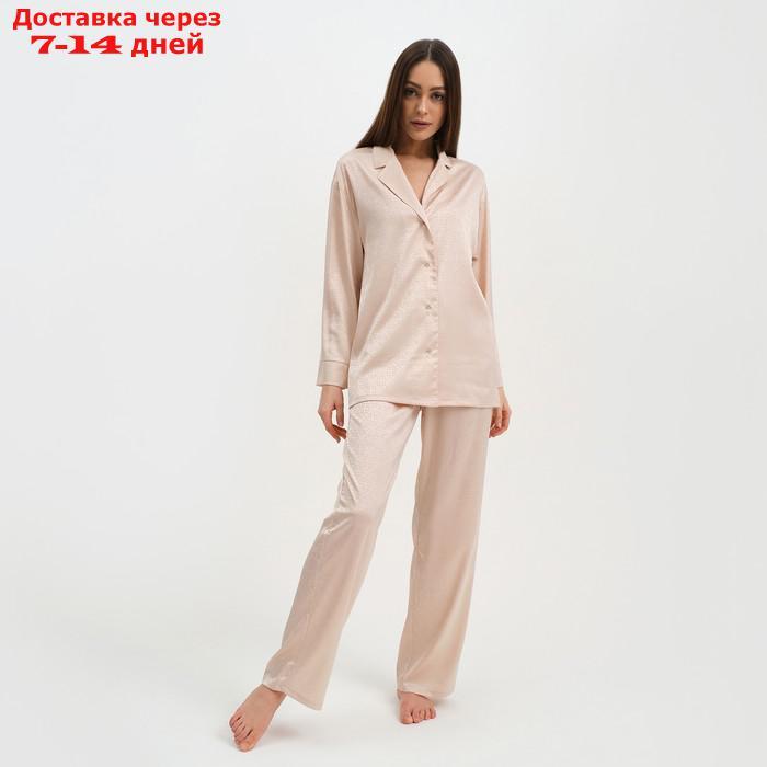 Пижама женская (рубашка и брюки) KAFTAN "Треугольники" цвет молочный, размер 52-54 - фото 1 - id-p227119185