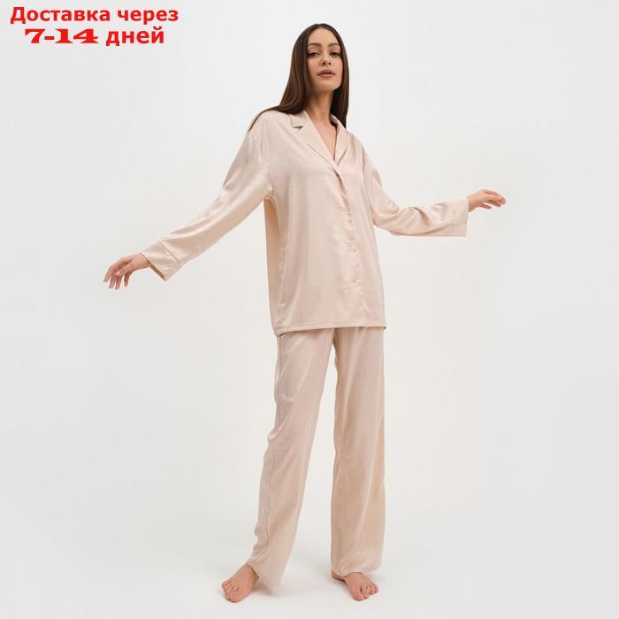 Пижама женская (рубашка и брюки) KAFTAN "Треугольники" цвет молочный, размер 52-54 - фото 4 - id-p227119185