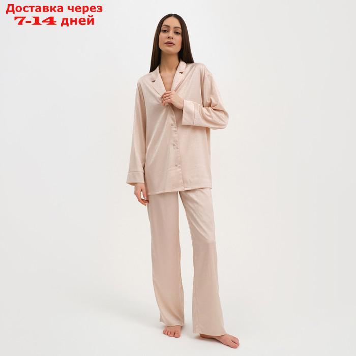 Пижама женская (рубашка и брюки) KAFTAN "Треугольники" цвет молочный, размер 52-54 - фото 5 - id-p227119185