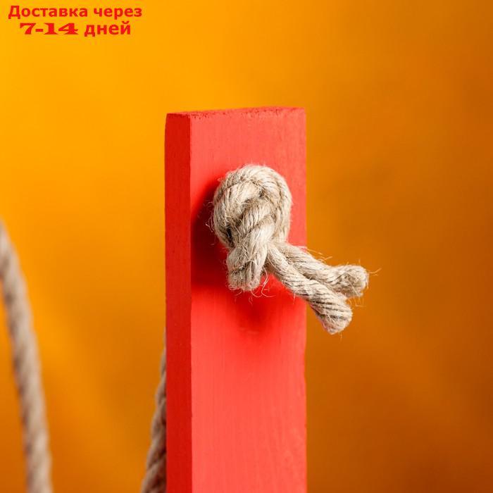 Кашпо деревянное 15×12×25 см "Ажур", прямоугольное, ручка верёвка, красный Дарим Красиво - фото 5 - id-p226968133
