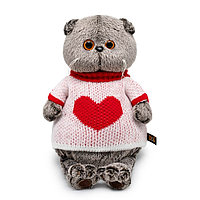 Мягкая игрушка «Басик», в свитере с сердцем, 19 см