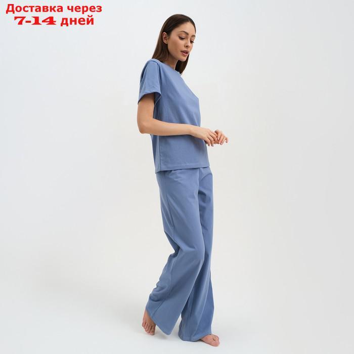 Пижама женская (футболка и брюки) KAFTAN "Basic" размер 40-42, цвет синий - фото 3 - id-p227119303