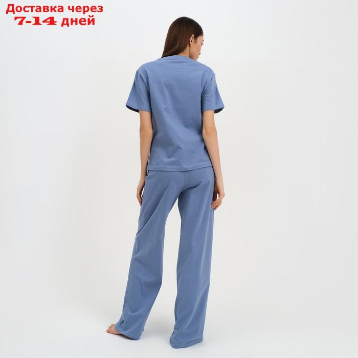Пижама женская (футболка и брюки) KAFTAN "Basic" размер 40-42, цвет синий - фото 4 - id-p227119303