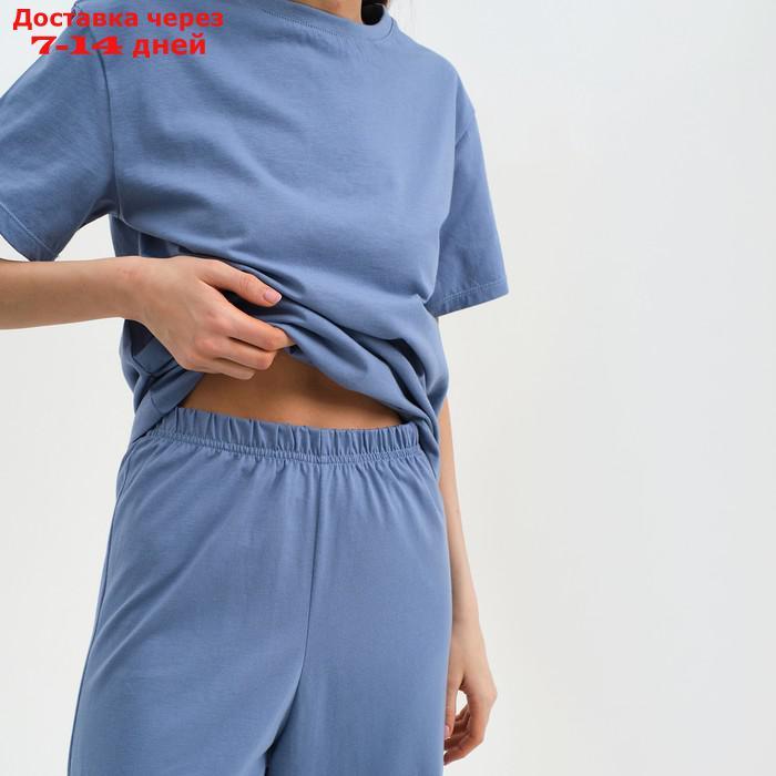 Пижама женская (футболка и брюки) KAFTAN "Basic" размер 40-42, цвет синий - фото 6 - id-p227119303