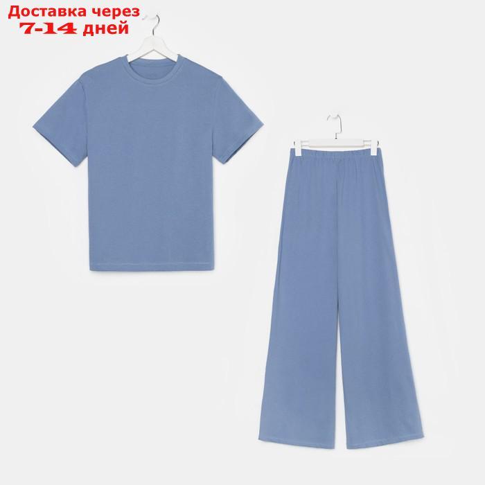 Пижама женская (футболка и брюки) KAFTAN "Basic" размер 40-42, цвет синий - фото 7 - id-p227119303