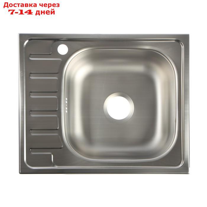 Мойка кухонная "Владикс", врезная, с сифоном, 58х48 см, правая, нержавеющая сталь 0.6 мм - фото 1 - id-p227129976