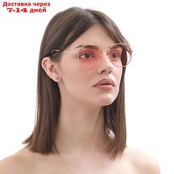 Очки солнцезащитные "Оуэн",13х13х4.5 см, линза 4.5х5 см, оправа латунь, розовые