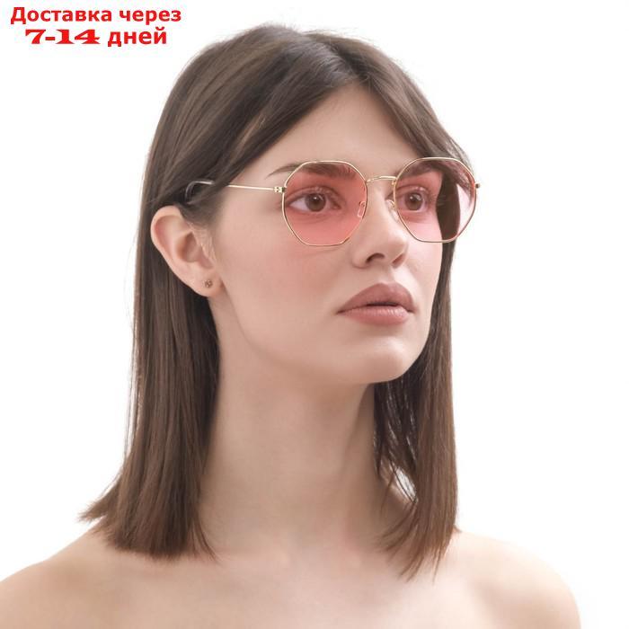 Очки солнцезащитные "Оуэн",13х13х4.5 см, линза 4.5х5 см, оправа латунь, розовые - фото 1 - id-p227004865