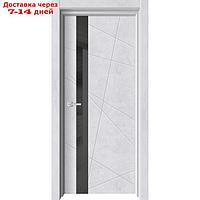Дверное полотно "Торонто 1", 600 × 2000 мм, глухое, цвет бетон снежный / лакобель чёрная