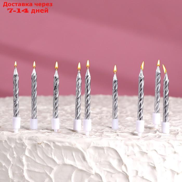Набор свечи в торт "Спираль", 200шт, 7 см, серебряный металлик - фото 4 - id-p227126001