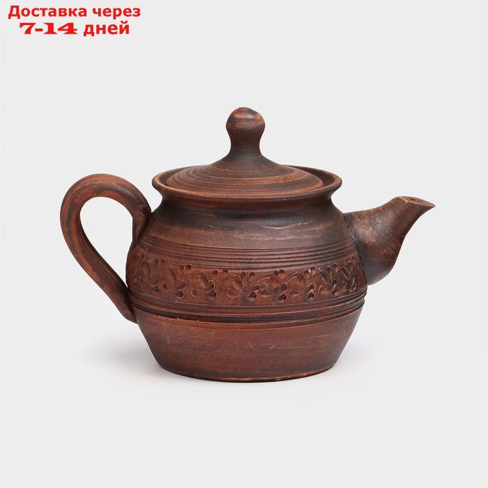 Чайник для заварки "Домашний", декор, красная глина, 0.8 л, - фото 1 - id-p227130968