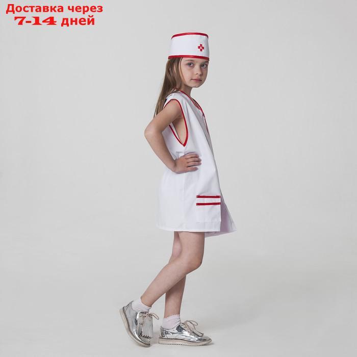 Карнавальный костюм "Медсестра", халат, сумка, повязка на голову, рост 110-122 см, 4-6 лет - фото 2 - id-p226943308