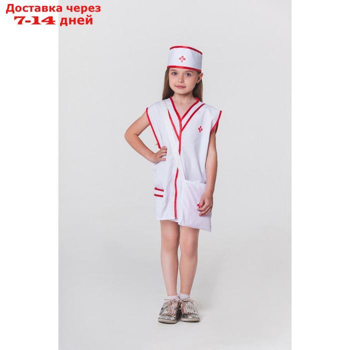 Карнавальный костюм "Медсестра", халат, сумка, повязка на голову, рост 110-122 см, 4-6 лет - фото 4 - id-p226943308