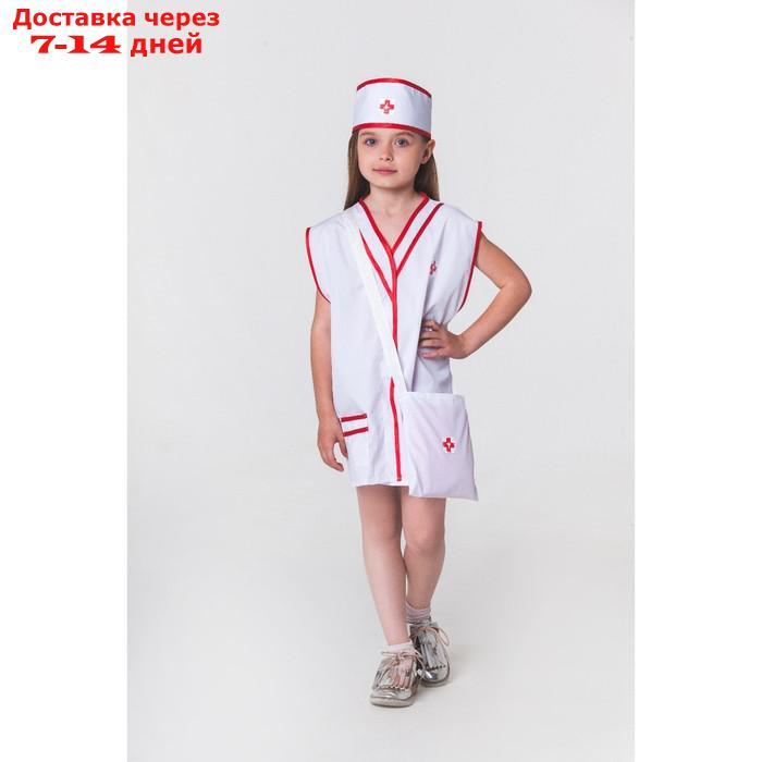 Карнавальный костюм "Медсестра", халат, сумка, повязка на голову, рост 110-122 см, 4-6 лет - фото 5 - id-p226943308