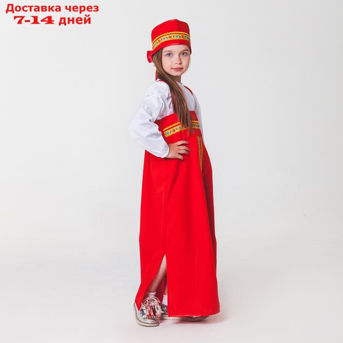 Карнавальный костюм для девочки "Русский народный", сарафан, рубашка, кокошник, 6-7 лет - фото 2 - id-p226943309