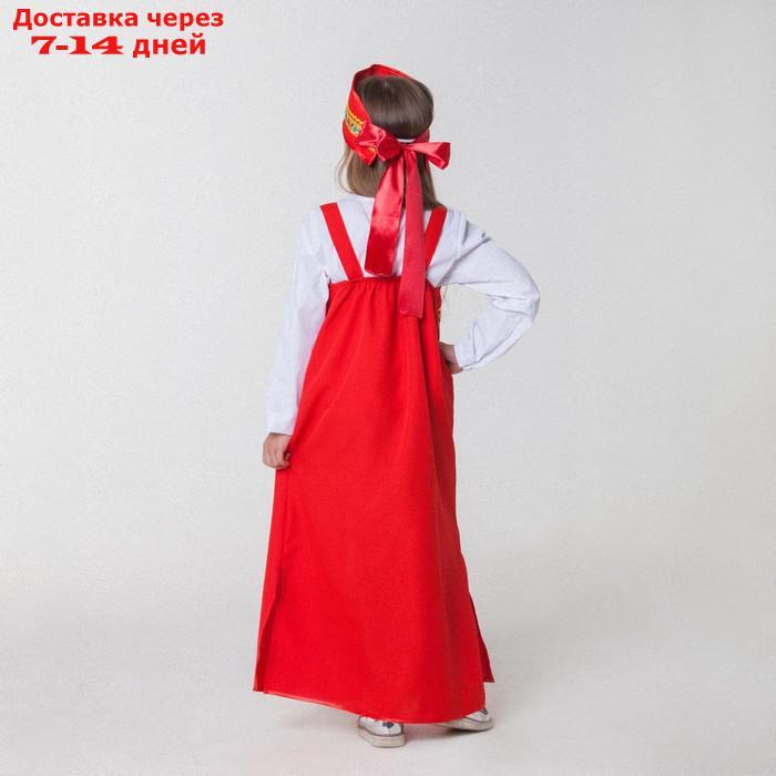 Карнавальный костюм для девочки "Русский народный", сарафан, рубашка, кокошник, 6-7 лет - фото 3 - id-p226943309