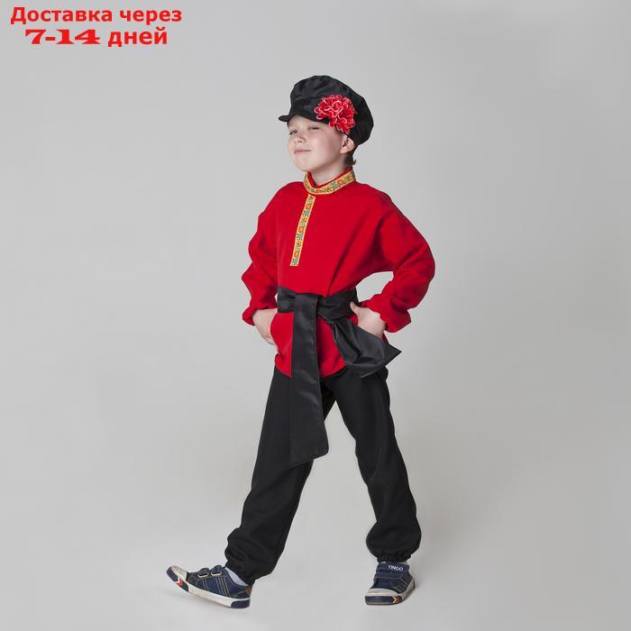 Карнавальный костюм для мальчика "Русский народный", рубашка, брюки, картуз, кушак, рост 116-122 см, 5-6 лет - фото 1 - id-p226943310