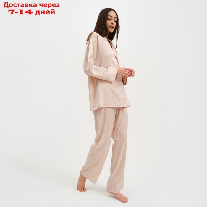 Пижама женская (рубашка и брюки) KAFTAN "Треугольники" цвет молочный, размер 40-42 - фото 2 - id-p227119304