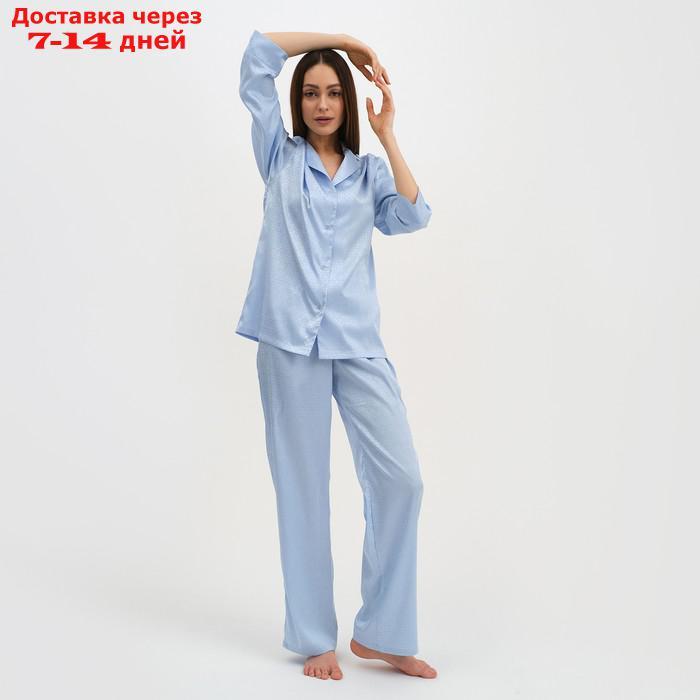 Пижама женская (рубашка и брюки) KAFTAN "Треугольники" цвет голубой, размер 44-46 - фото 3 - id-p227119305