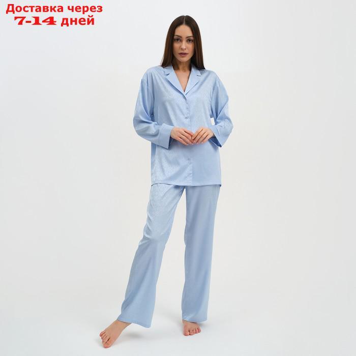 Пижама женская (рубашка и брюки) KAFTAN "Треугольники" цвет голубой, размер 44-46 - фото 4 - id-p227119305