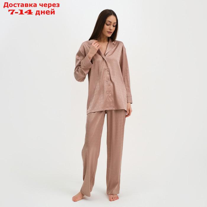 Пижама женская (рубашка и брюки) KAFTAN "Треугольники" цвет бежевый, размер 48-50 - фото 1 - id-p227119306