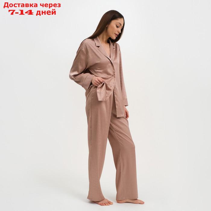 Пижама женская (рубашка и брюки) KAFTAN "Треугольники" цвет бежевый, размер 48-50 - фото 2 - id-p227119306