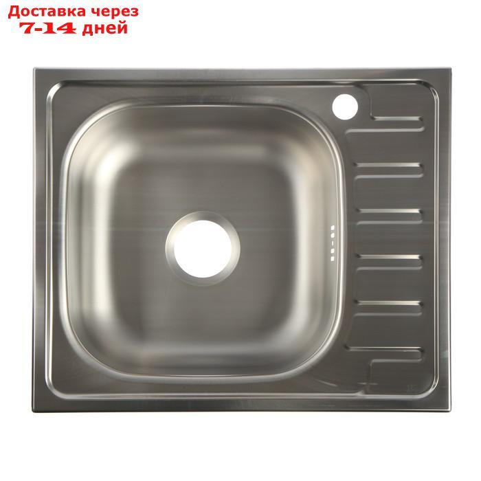 Мойка кухонная "Владикс", врезная, с сифоном, 58х48 см, левая, нержавеющая сталь 0.6 мм - фото 1 - id-p227129982