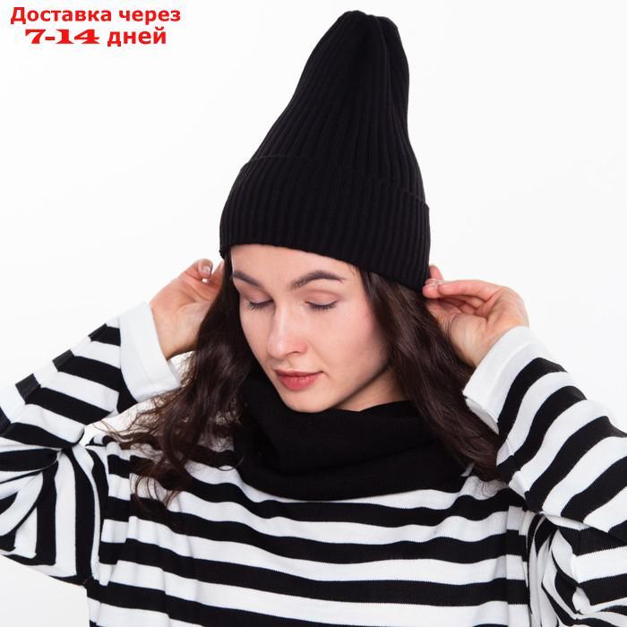 Комплект женский зимний (шапка/снуд), цвет чёрный, размер 56-58 - фото 3 - id-p227120512
