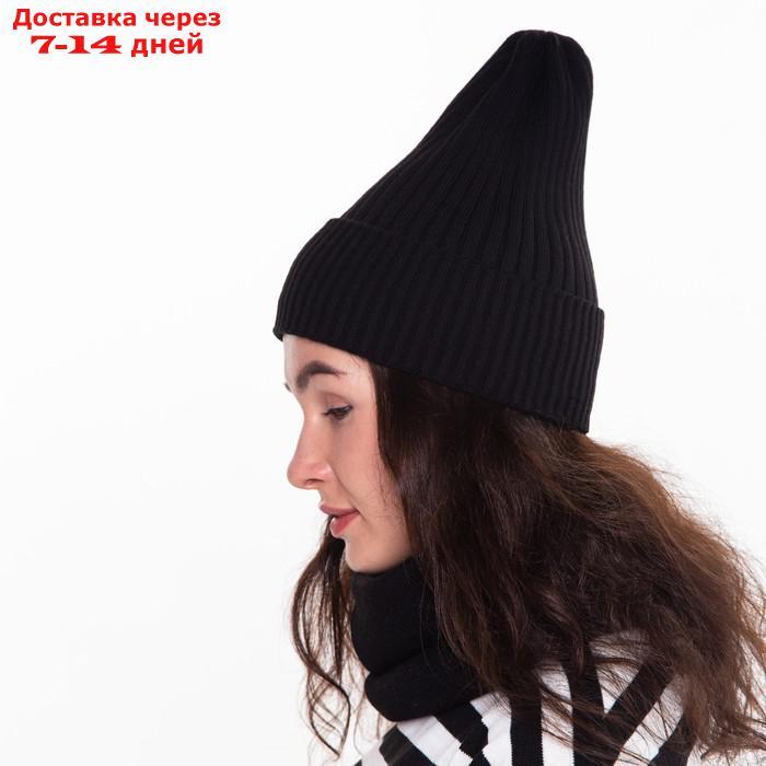 Комплект женский зимний (шапка/снуд), цвет чёрный, размер 56-58 - фото 5 - id-p227120512