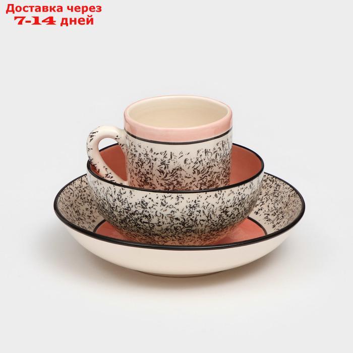 Набор посуды "Алладин", керамика, розовый, 3 предмета: салатник 700 мл, тарелка 20 см, кружка 350 мл, Иран - фото 5 - id-p227121806