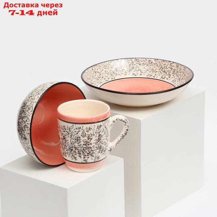 Набор посуды "Алладин", керамика, розовый, 3 предмета: салатник 700 мл, тарелка 20 см, кружка 350 мл, Иран - фото 8 - id-p227121806