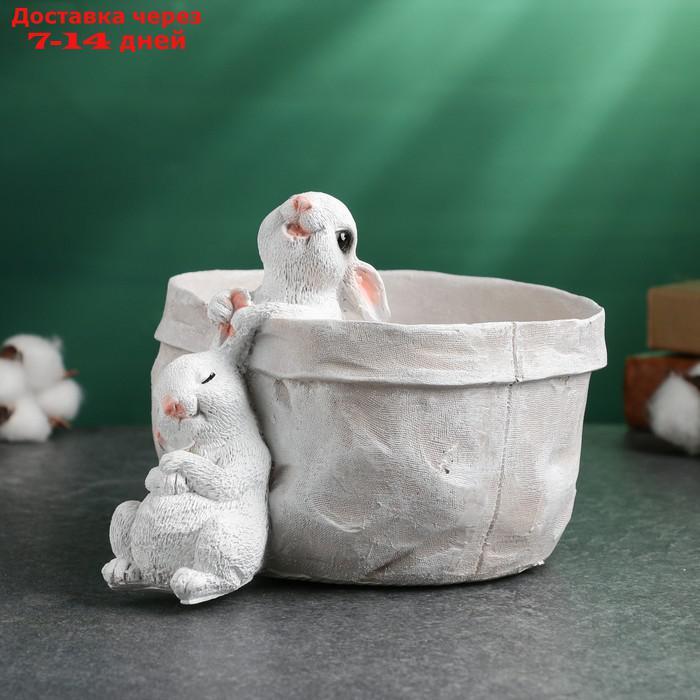 Кашпо - органайзер "Кролик в лукошке" бежевый, 15х17х20см - фото 6 - id-p227116869
