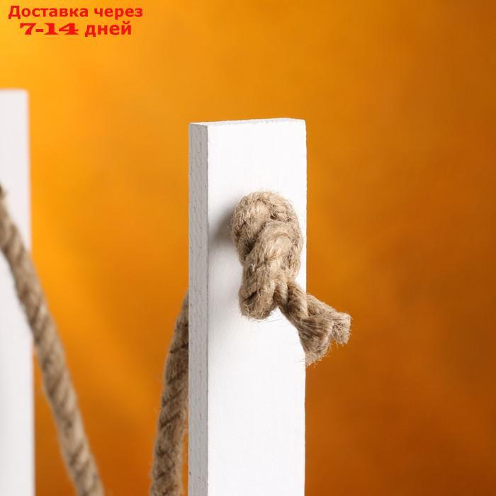 Кашпо деревянное 15×12×25 см "Ажур", прямоугольное, ручка верёвка, белый Дарим Красиво - фото 5 - id-p226968157