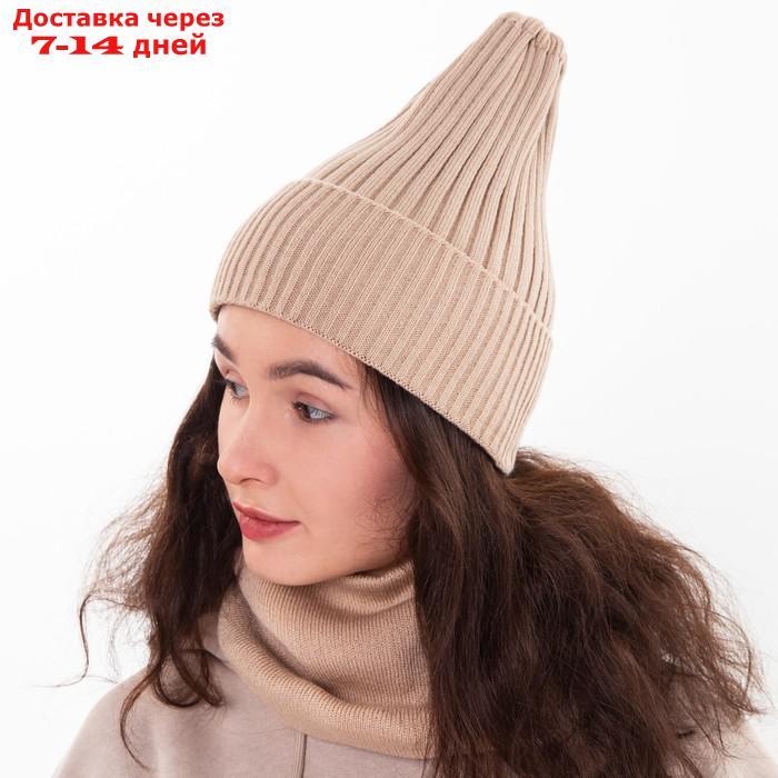 Комплект женский зимний (шапка/снуд), цвет какао, размер 56-58 - фото 1 - id-p227120520