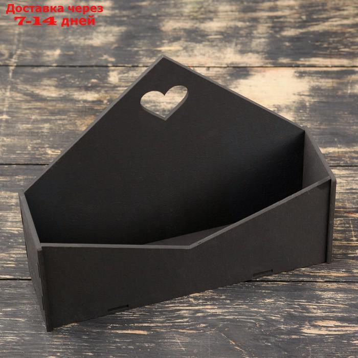 Кашпо деревянное 21×6×18 см Конверт "Доброе Сердце", чёрный Дарим Красиво - фото 2 - id-p227098273
