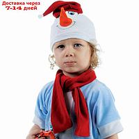 Набор "Снеговик в красном колпаке" колпак, шарф размер 51-55, велюр