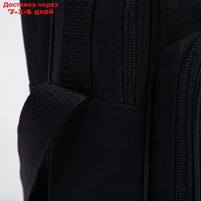 Сумка мужская, 2 отдела на молнии, 4 наружных кармана, цвет чёрный - фото 3 - id-p226982661