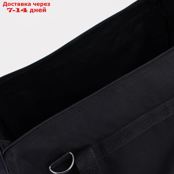 Сумка дорожная, отдел на молнии, 3 наружных кармана, длинный ремень, цвет чёрный - фото 3 - id-p226982662