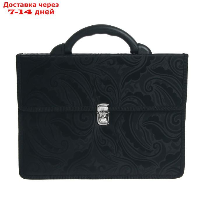 Портфель деловой ткань 350 х 260 х 100 мм,"Сестрорецк", чёрный жаккард - фото 1 - id-p227098286